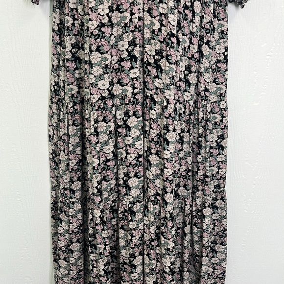 Natural Life - Colorful Floral Short Sleeve Tiered Half Button Maxi Dress Medium - Picture 7 of 13